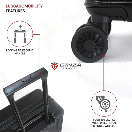 Ginza Travel Hardside Trolley Spinner Luggage 2 Pcs Set (20"/28")