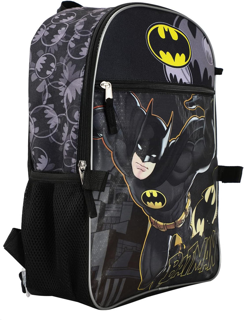 DC Comics Batman 5 Piece Kids 16" Backpack Set