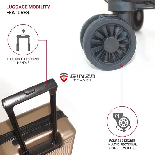 Ginza Travel Hardside Trolley Spinner Luggage 2 Pcs Set (20"/28")