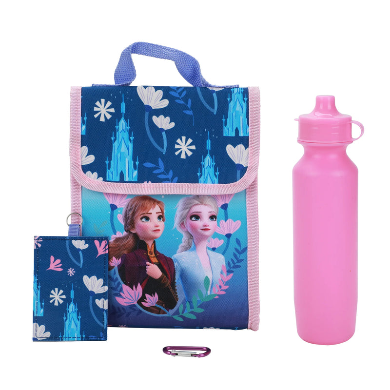 Disney Frozen Anna and Elsa Kids 16" Backpack and Lunch Bag 5 Piece Set