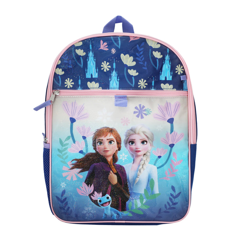 Disney Frozen Anna and Elsa Kids 16" Backpack and Lunch Bag 5 Piece Set