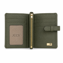 JCCS Women’s Genuine Leather Long Bifold Wallet with Central Zip Coin Pocket