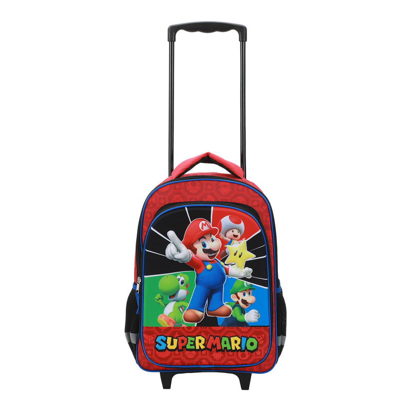 Super Mario Bros 16" Retractable Trolly Backpack with Rolling Wheels